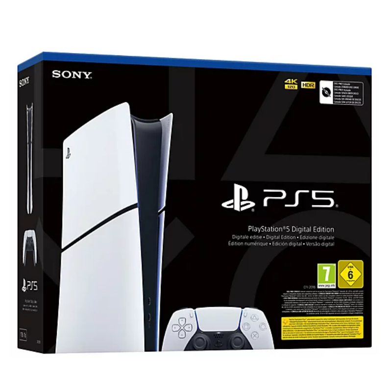 Console Sony PS5 Slim Edition Digital Blanc et Noir, Vitesse et Immersion Totale