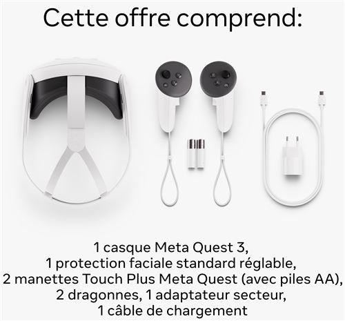 Meta Quest 3 - Casque de Réalité Virtuelle et Mixte - 512 Go - Blanc